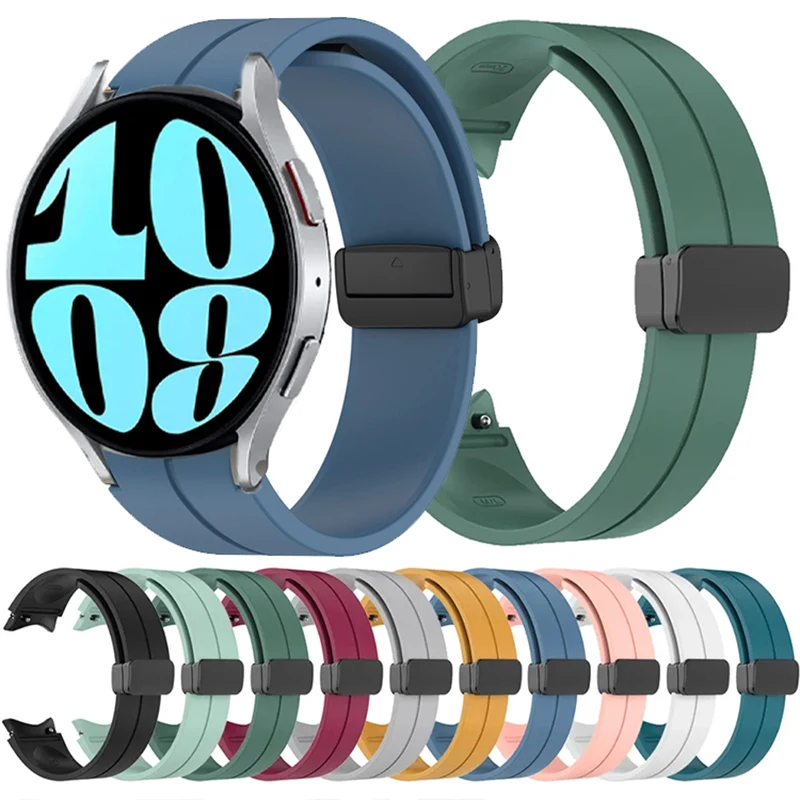 

Original Magnetic Buckle Silicone Strap For Samsung Galaxy Watch 6 5 Pro 40 44mm 45mm Watch6 4 Classic 47mm 43mm Band Watchbands