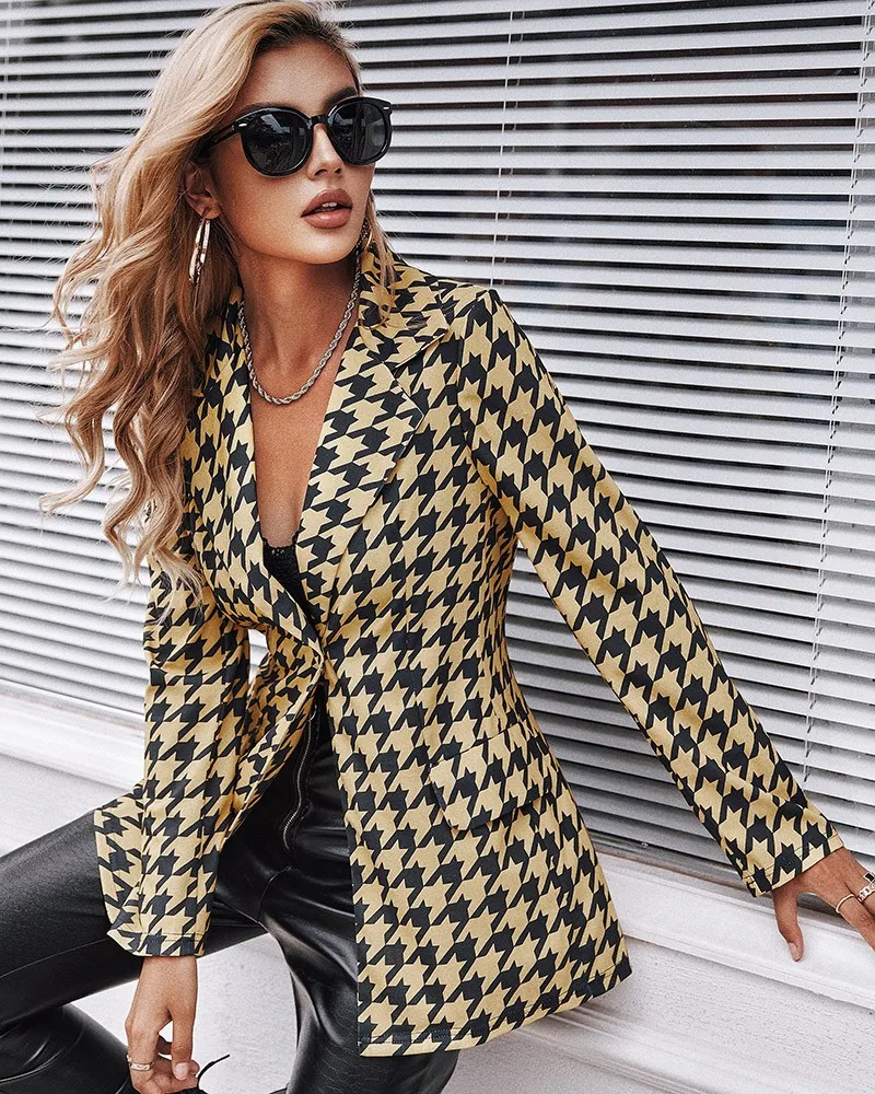 

Blazer Women Fashion Printed Suit Single Button Women's Women's Suit