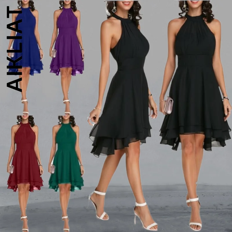 

Aikliat Dress New Women Sleeveless Slim Robe Mini Dress Streetwear All-Match Loose Layered Korean Woman Clothes Vestidos Female