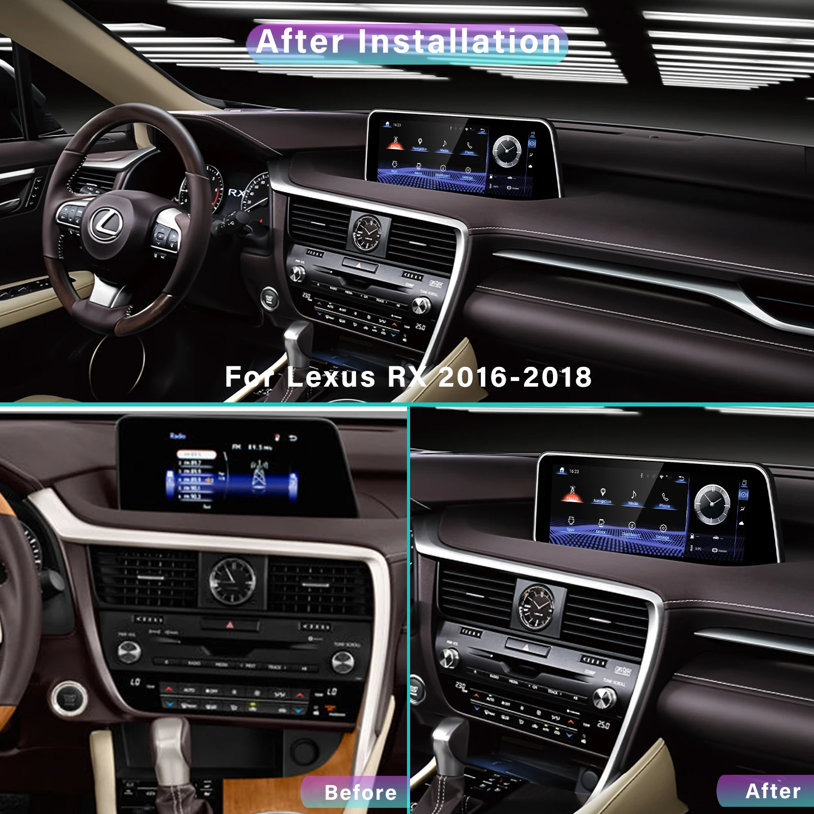Kaudiony 12.3" Car Radio For Lexus RX RX200 RX350 RX450 Android 11 Auto GPS Navigation Car DVD Player DSP 4G Stereo 2016-2020 images - 6