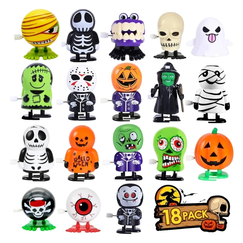 

18pcs Halloween Clockwork Toy Collectable Figurine Desk Toy Festival Wind Up Toy Party Favor Interact Toddlers Gift