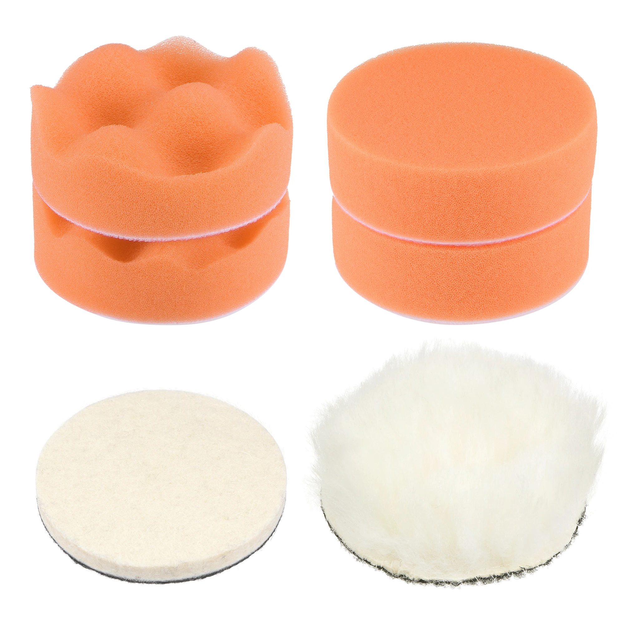 

Uxcell Flocking Hook and Loop Polishing Pad Kit, 3" Flat Wave Sponge Wool Buffing Pad Woolen Wheel Orange