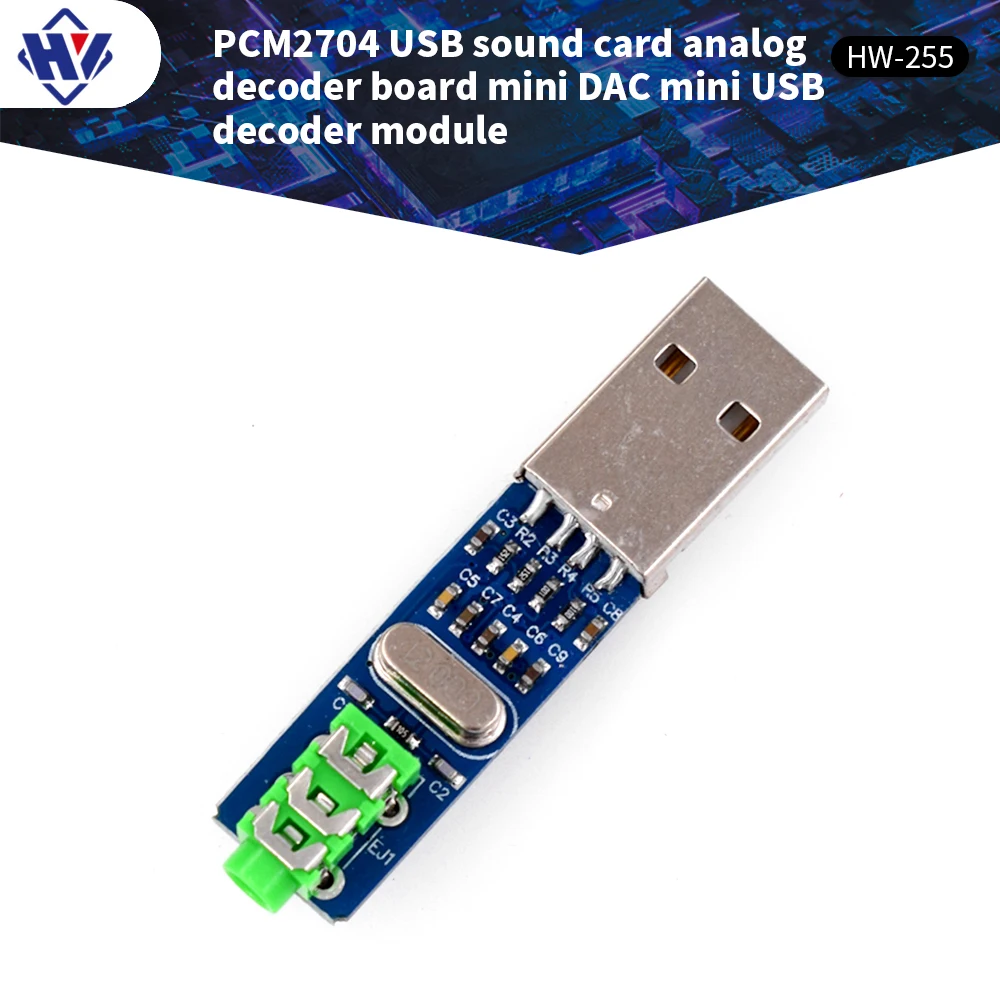 

PCM2704 16 Bits Mini USB DAC Decoder USB Sound Card Analog Board Module Sampling Rate 16BITS / 32-48KHZ for Arduino Raspberry Pi