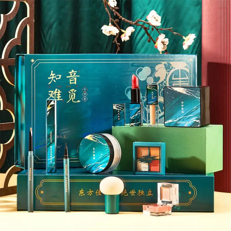 New Makeup Set Mushroom Head Foundation Cream Eyeliner Loose Powder Mascara Blush Matte Lipstick Eyeshadow Cosmetics Gift Box