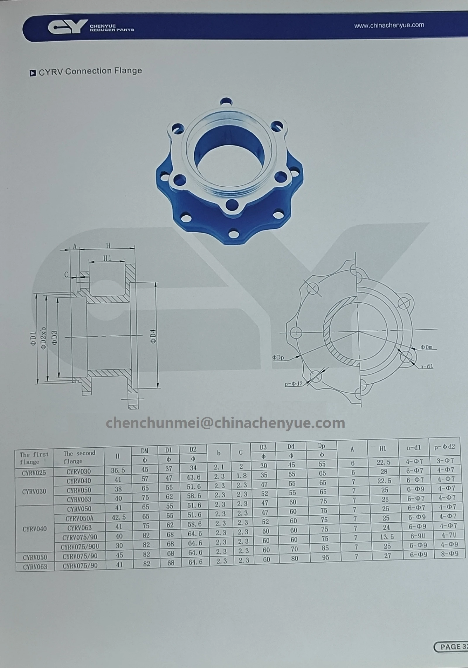 CHENYUE подключенный фланец RV30-RV40 50 63 75 для двухступенчатой червячной коробки