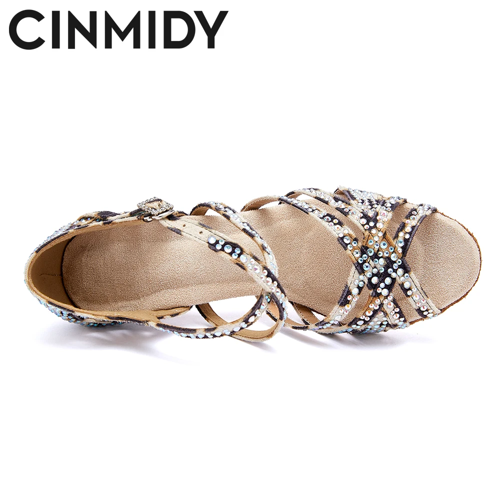 Женские туфли для латиноамериканских танцев CINMIDY с леопардовым принтом на мягкой