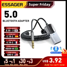 Essager Bluetooth Aux Adapter Dongle USB To 3.5mm Jack Car Audio Aux Bluetooth 5.0 Handsfree Kit For Car Receiver BT transmitter