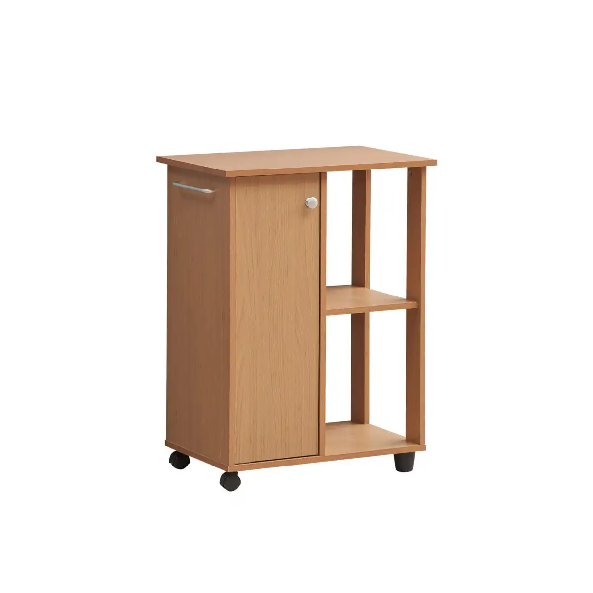 

,Hodedah 23.6" Wide Kitchen Cart with Open Shelves and Cabinet Space, Beech