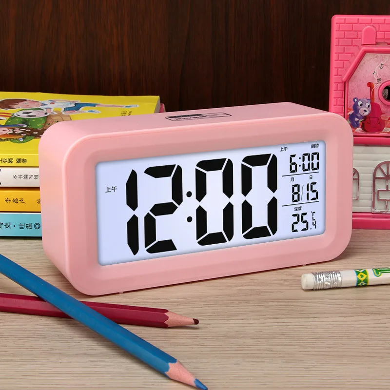 Table Electronic Clock Sound Control Backlight 12/24 Alarm Clock Ringtones Bedrooms Bedside Kids Home Decor