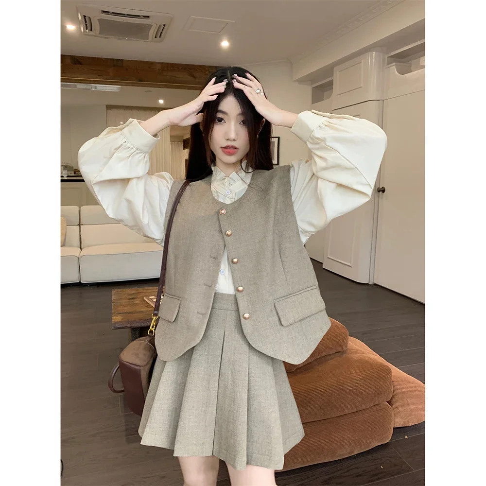 Стильная утягивающая плиссированная юбка с высокой талией женский модный костюм