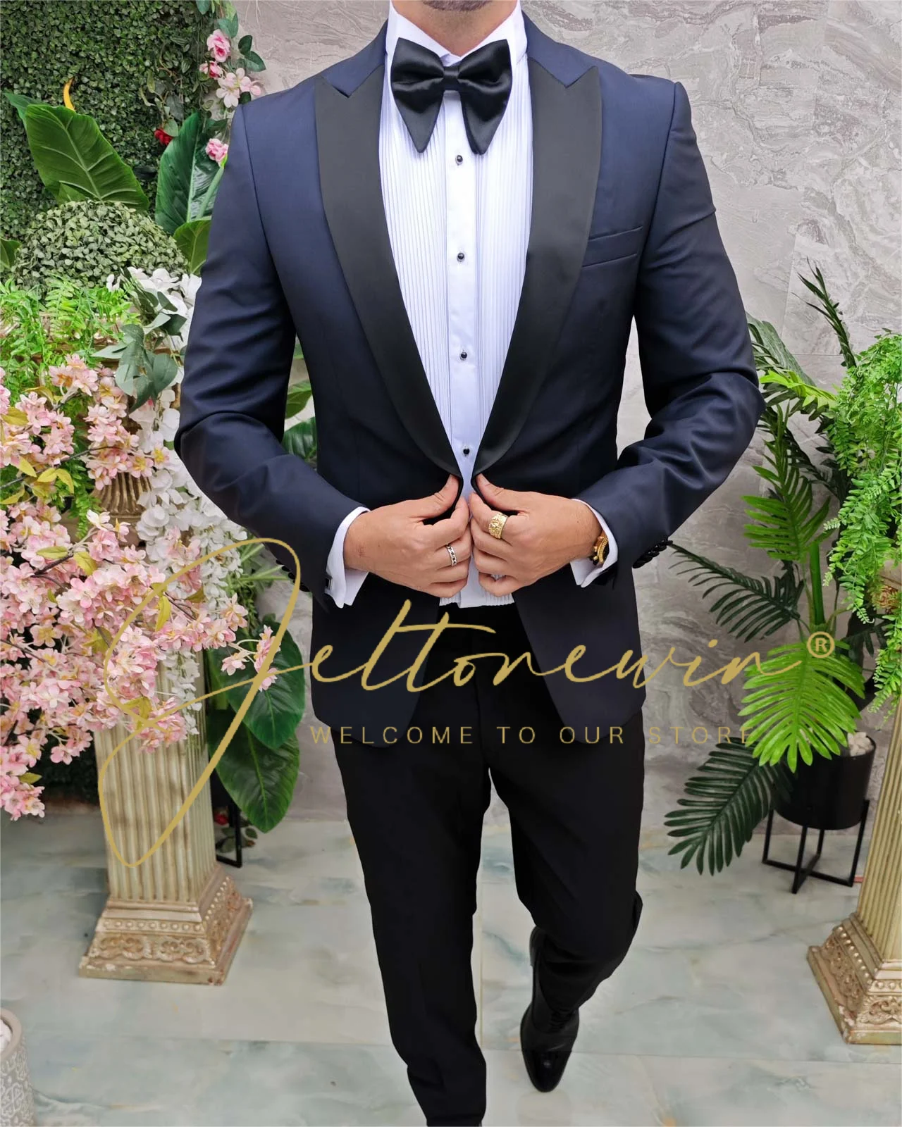 Костюм мужской из 2 предметов пиджак с лацканами брюки Роскошный Блейзер