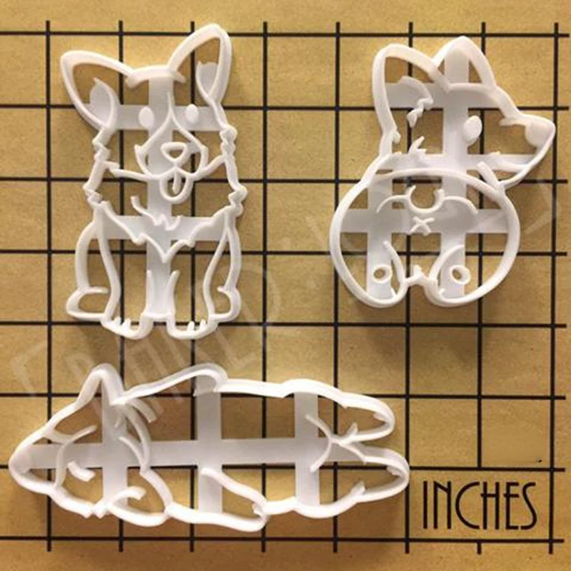 Set Cookie Cutters Mold Corgi Dog Shaped DIY Biscuit Baking 