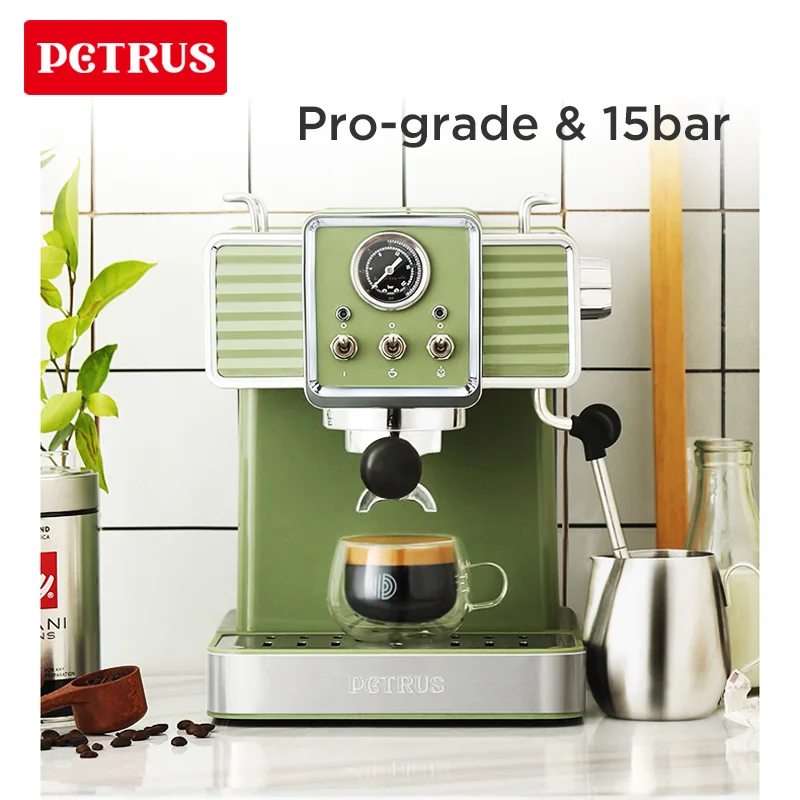 Petrus Espresso Coffee Machine 15 Bar Compact With Coffee Ma