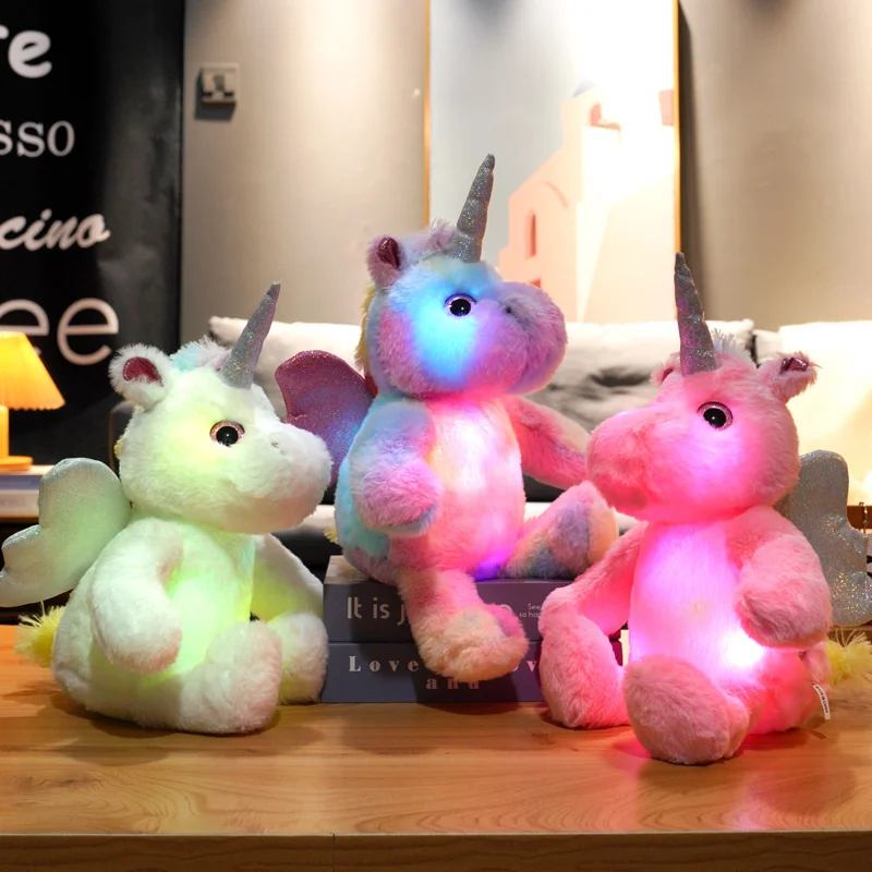 

unicorn 25cm light up stuffed LED lighted animal doll illuminated plush toys for children birthday gift