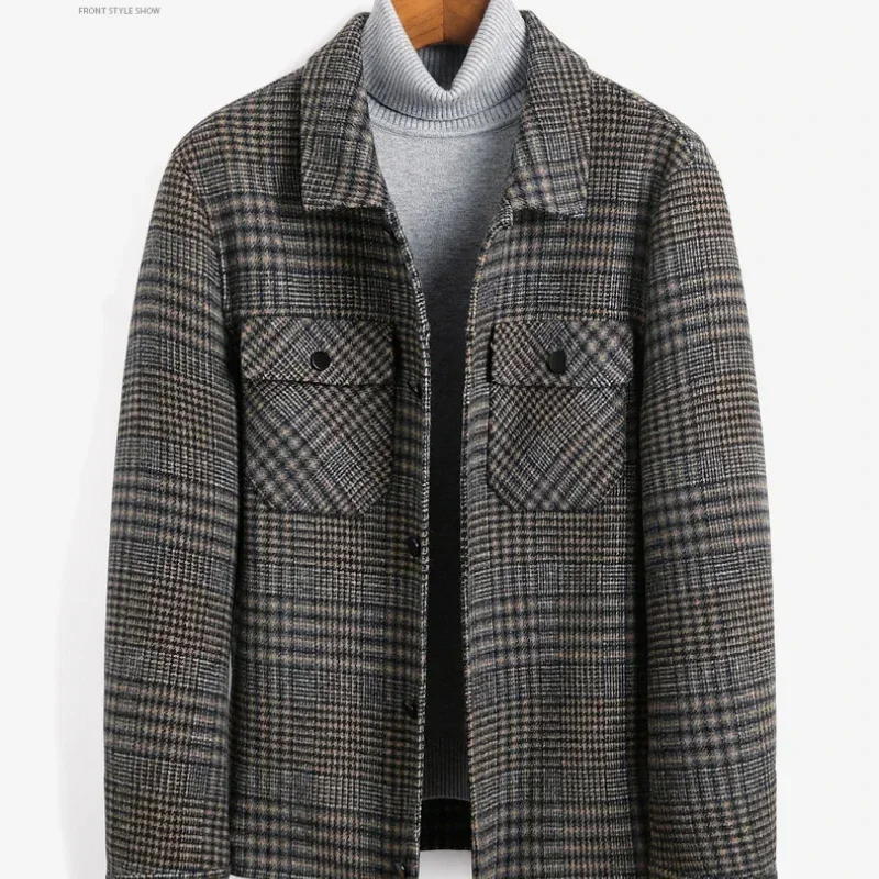 Зимняя мужская одежда Tcyeek двухсторонняя шерстяная куртка короткое мужское