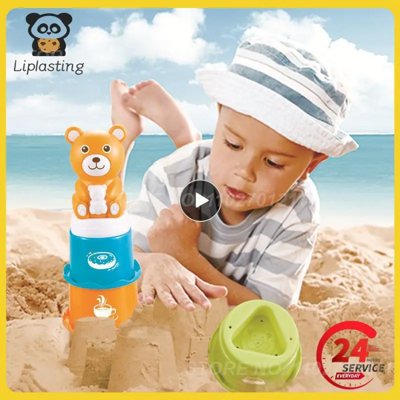 

Stacking Cups Baby Toddler Toy Cartoon Bear Building Blocks Beach Bath Toy Sorting Nesting Stacking Toy Kids Early Education Toy