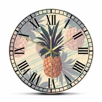 summer fruit pineapples inspired silent non ticking wall clock for kitchen dinning room tropical wall art decorative wall watch