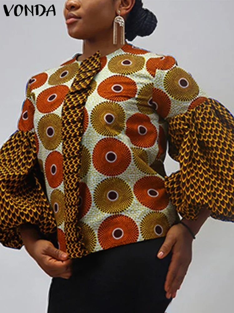 Плюс размер 5XL VONDA элегантные рубашки с рюшами и круглым вырезом женские блузки