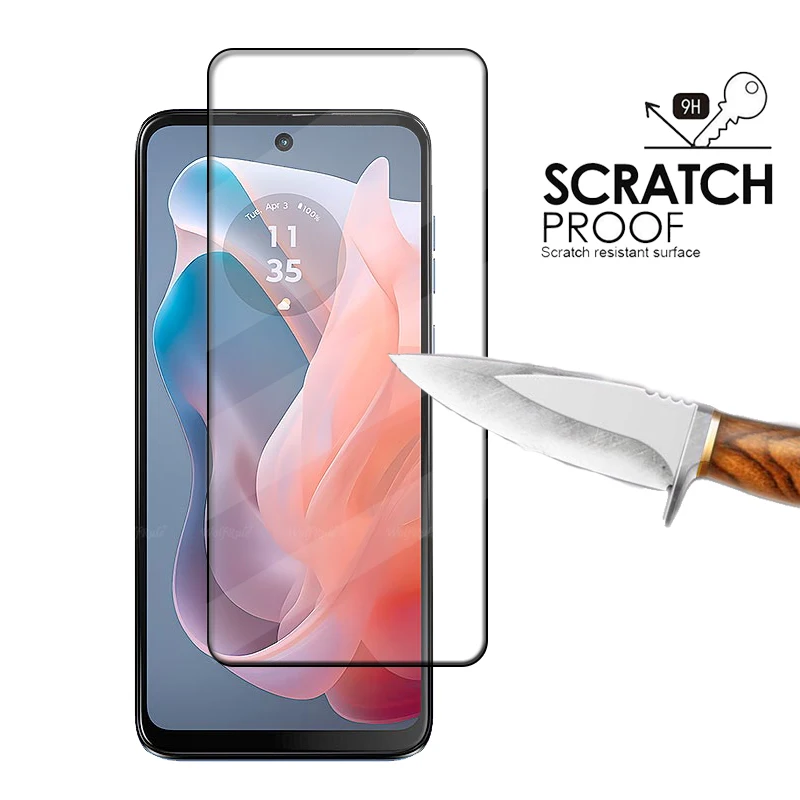Фото Стекло с полным покрытием для Motorola Moto G Play 2024, стекло Moto G Play 2024, защитное стекло 9H, защита экрана Moto G Play 2024, 4 шт. №2
