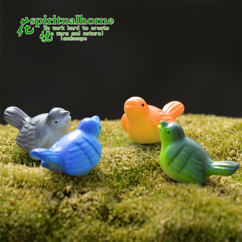 

4pcs Mixed Mini Artificial Birds Figurines Micro Landscape Resin Crafts Garden Moss Bonsai Flower Pot Ornaments Home Desk Decor