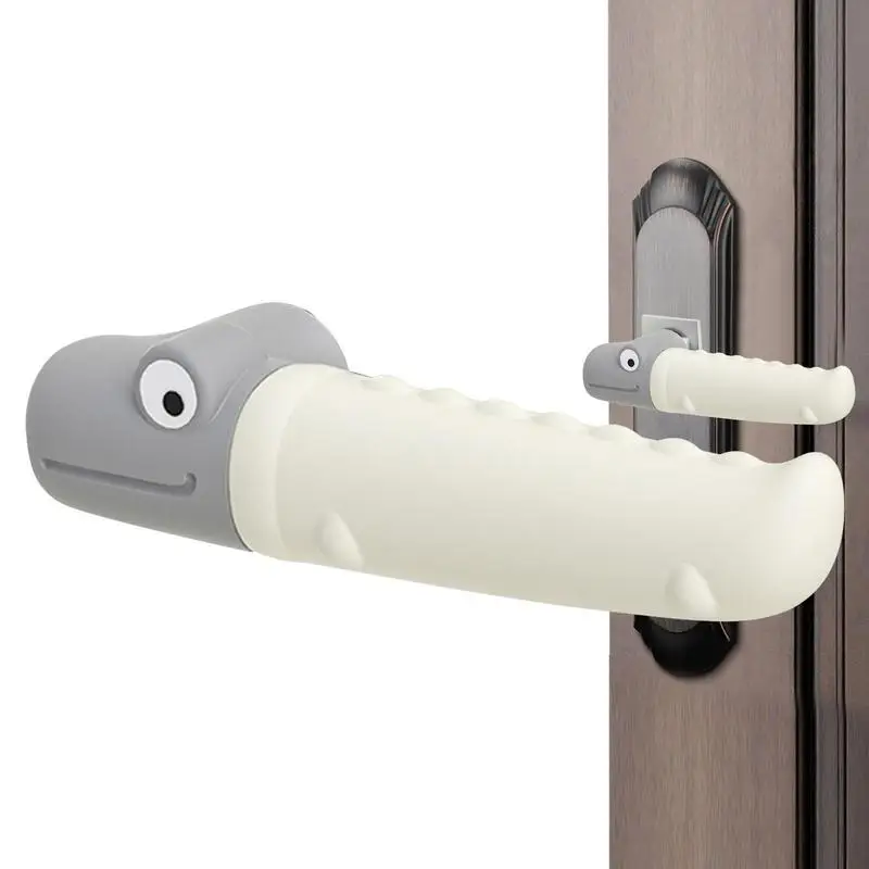 

Doorknob Covers Crocodile Shape Silicone Door Handle Anticollision Covers Cartoon Washable Door Knob Protector Reusable Soft