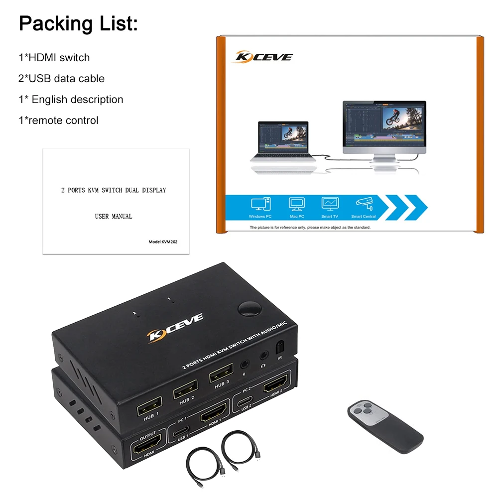 HDMI 2 0 KVM переключатель с аудио порта в 1 выход совместное использование