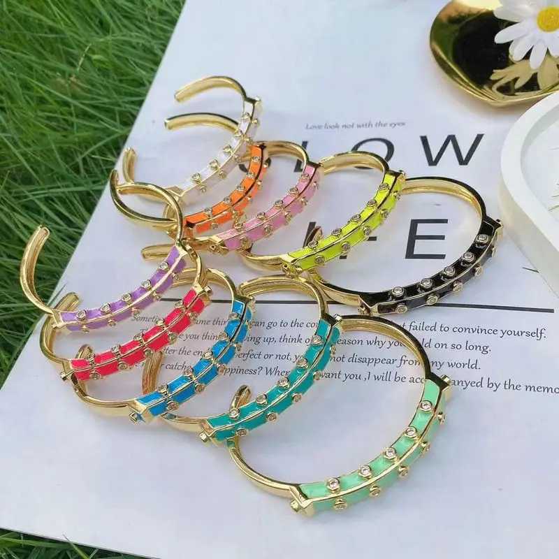 5 шт./лот красочный Эмалевый Браслет-манжета браслет с Эмалью cz популярные