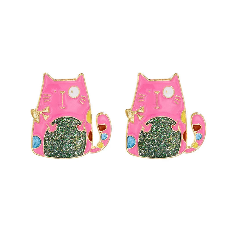 

Funny Pink Cute Cat Earring for Women Teen Cartoon Animal Korean Fashion Jewelry Young Girl Gift Pendientes Boucle Oreille Femme