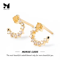 mc s925 sterling silver classic c shaped zircon stud earrings for women piercing earring gold fine jewelry gifts brincos aretes