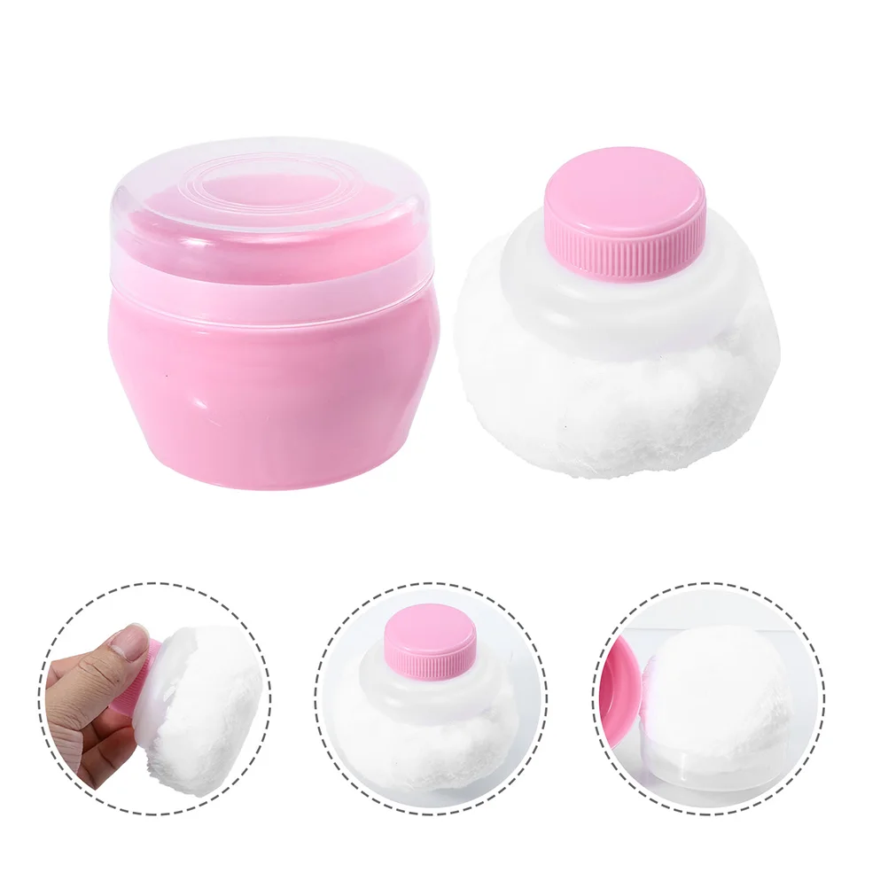 

2 Sets Baby Body Powder Box with Fluff Powder Puff Empty Powder Puff Container