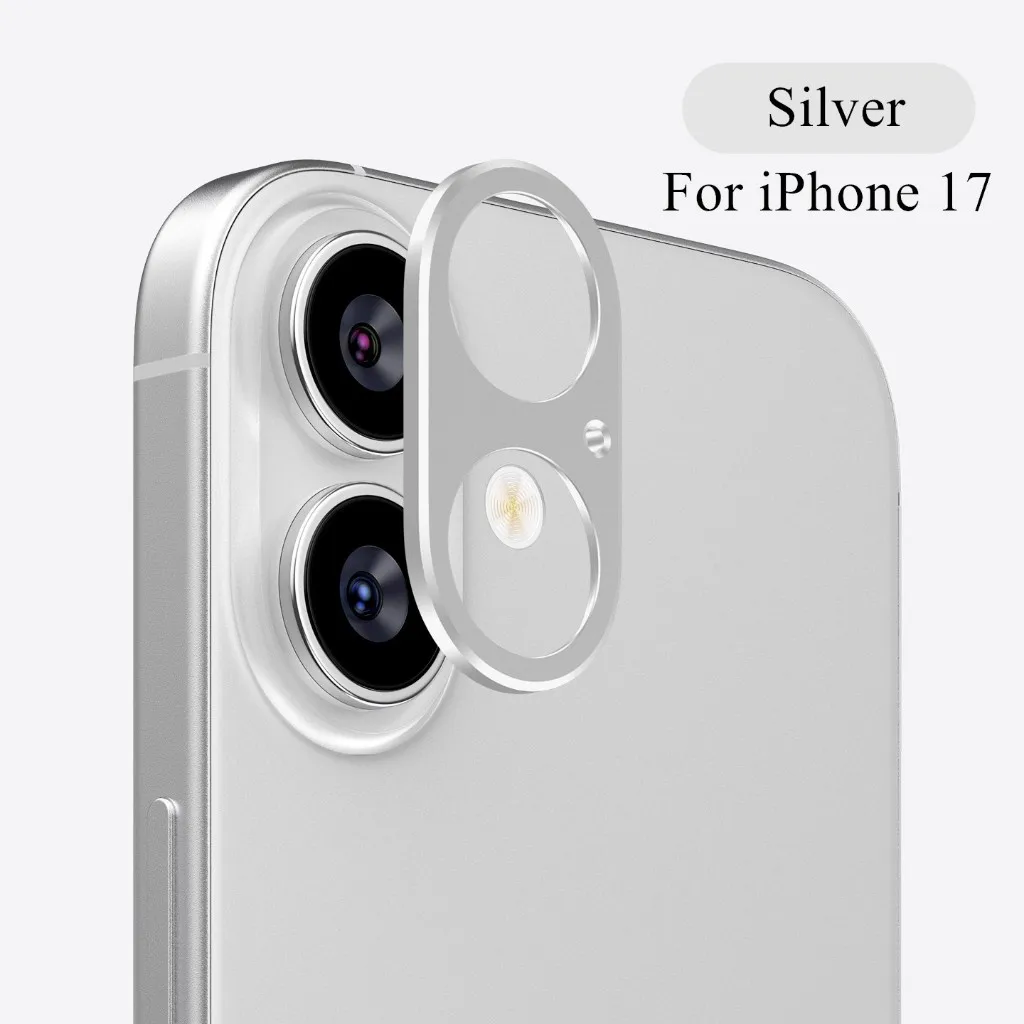 Фото Металлическая наклейка на рамку камеры для iPhone 17, полая защитная пленка из алюминиевого сплава с защитой от осколков объектива камеры №3