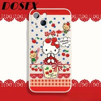 case for iphone 11 iphone 13 12 pro max mini 6 s 7 8 plus x xr xs max printed sanrio hello kitty cherry silicone trendy girl y2k