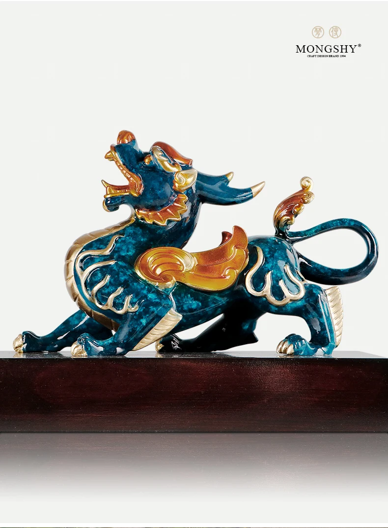 Принесите богатство деньги GOOD LUCK ZHEN ZHAI Dragon PI XIU BRONZE Скульптура FENG SHUI Статуя