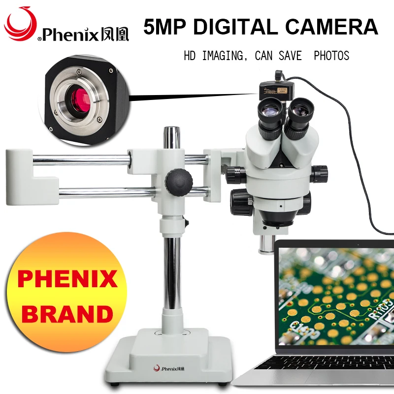 Фото Стереомикроскоп Phenix 3.5X-180X с опциональной двойной штангой и зумом для промышленного ремонта №4