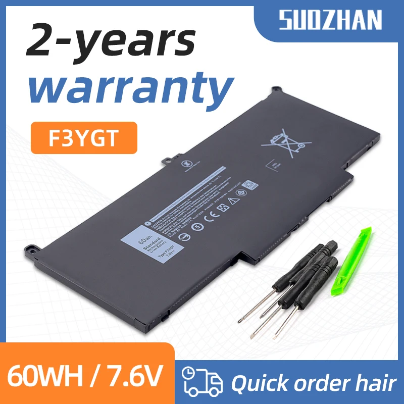 

SUOZHAN F3YGT Laptop Battery for Dell Latitude 12 7000 E7280 E7290 E7380 E7390 E7480 E7490 F3YGT 2X39G DJ1J0 Free Tool