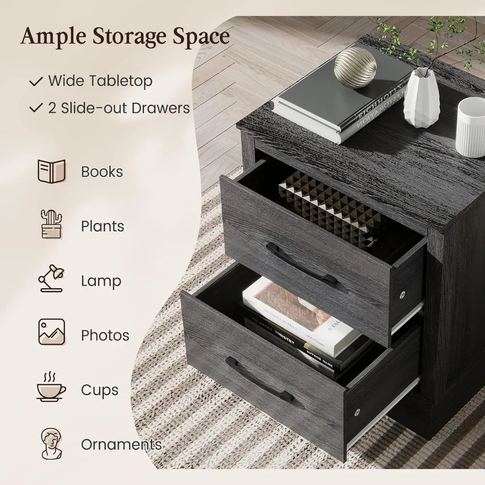 Набор из 2 прикроватных тумбочек для фермерского дома деревянная прикроватная