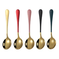 10 colors tea spoons stainless steel spoon ice cream cake dessert spoon tableware cutlery tools
