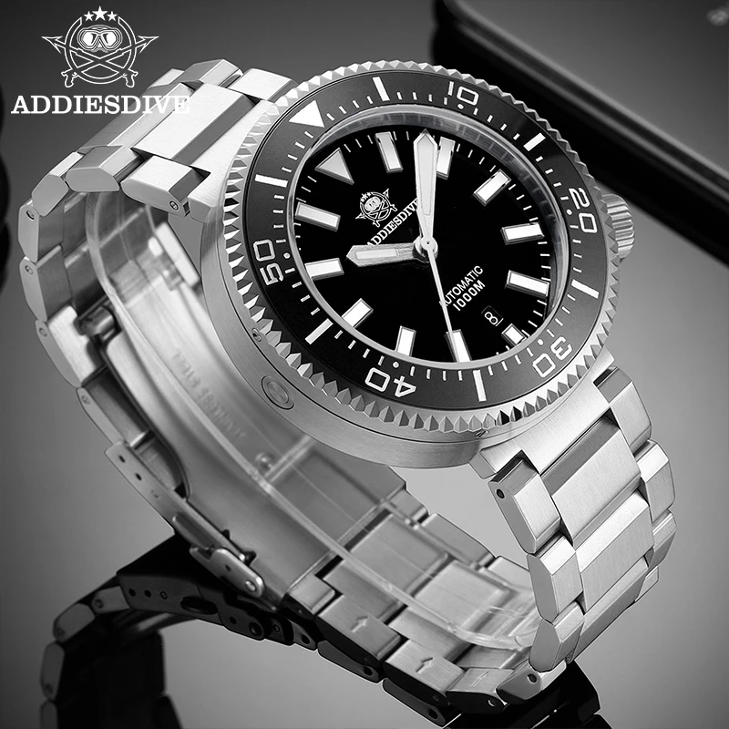 Фото ADDIESDIVE новые мужские механические часы светящиеся наручные часы с сапфировым стеклом часы из нержавеющей стали 100 бар водонепроницаемые автоматические часы №4