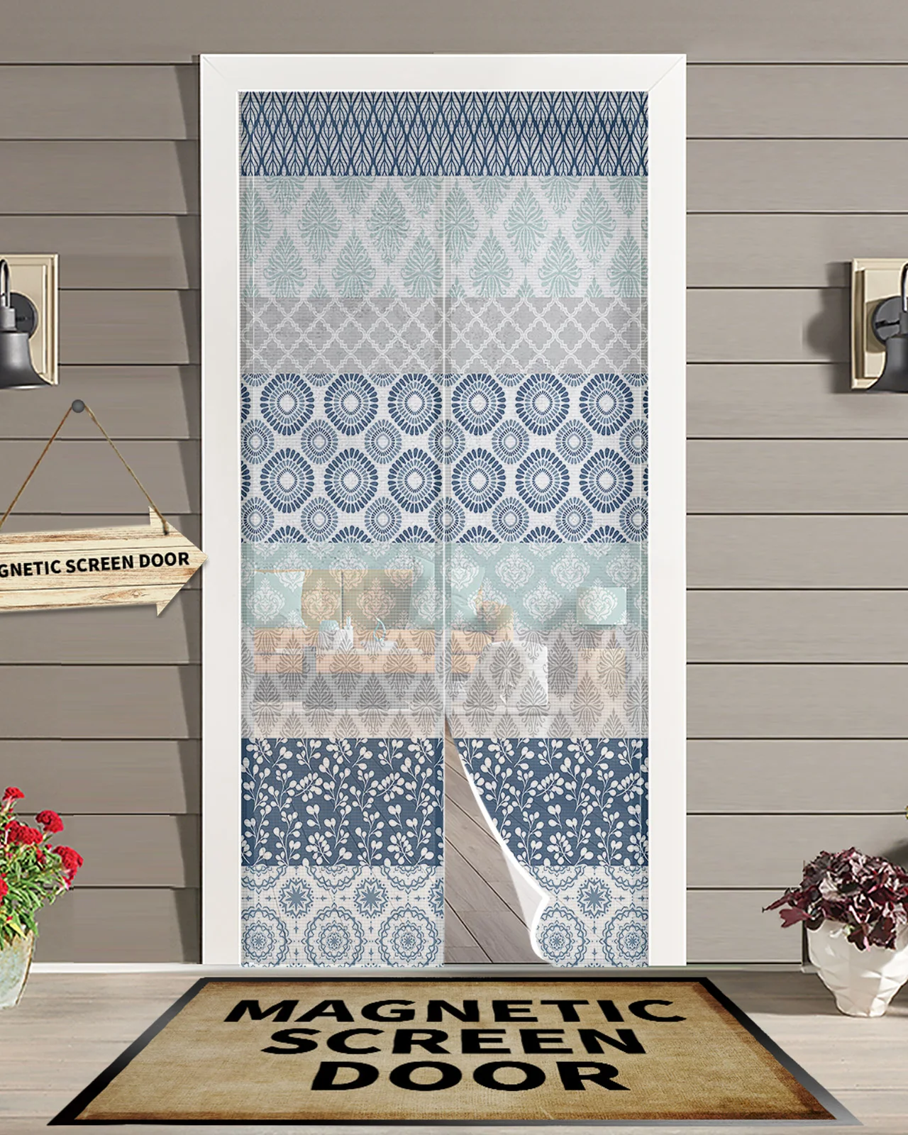 

Магнитная дверная занавеска в богемном стиле с геометрическим рисунком в полоску, домашняя дверная занавеска для гостиной и спальни с защитой от комаров