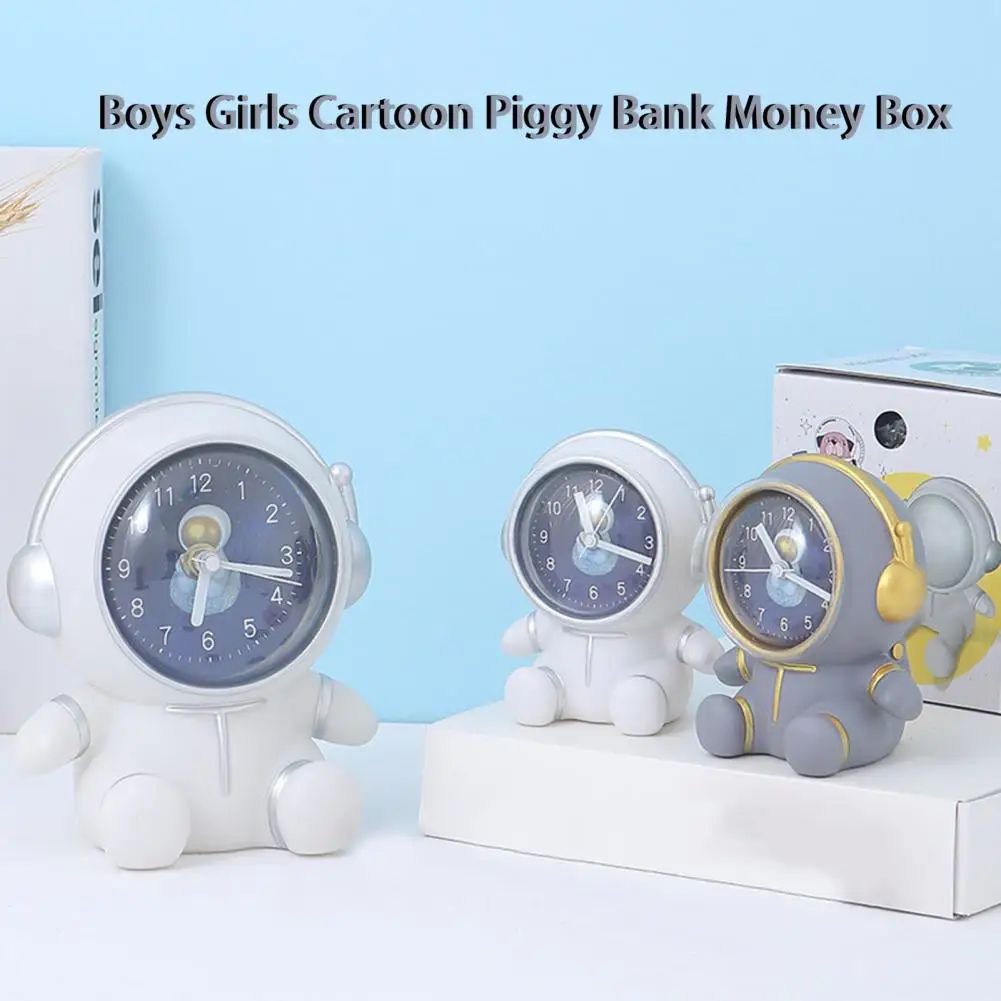 

Clock Piggy Bank Saving Pot Cartoon Spaceman Save Money Pot Desktop Astronaut Alarm Clock Piggy Bank Money Pot Home Decor