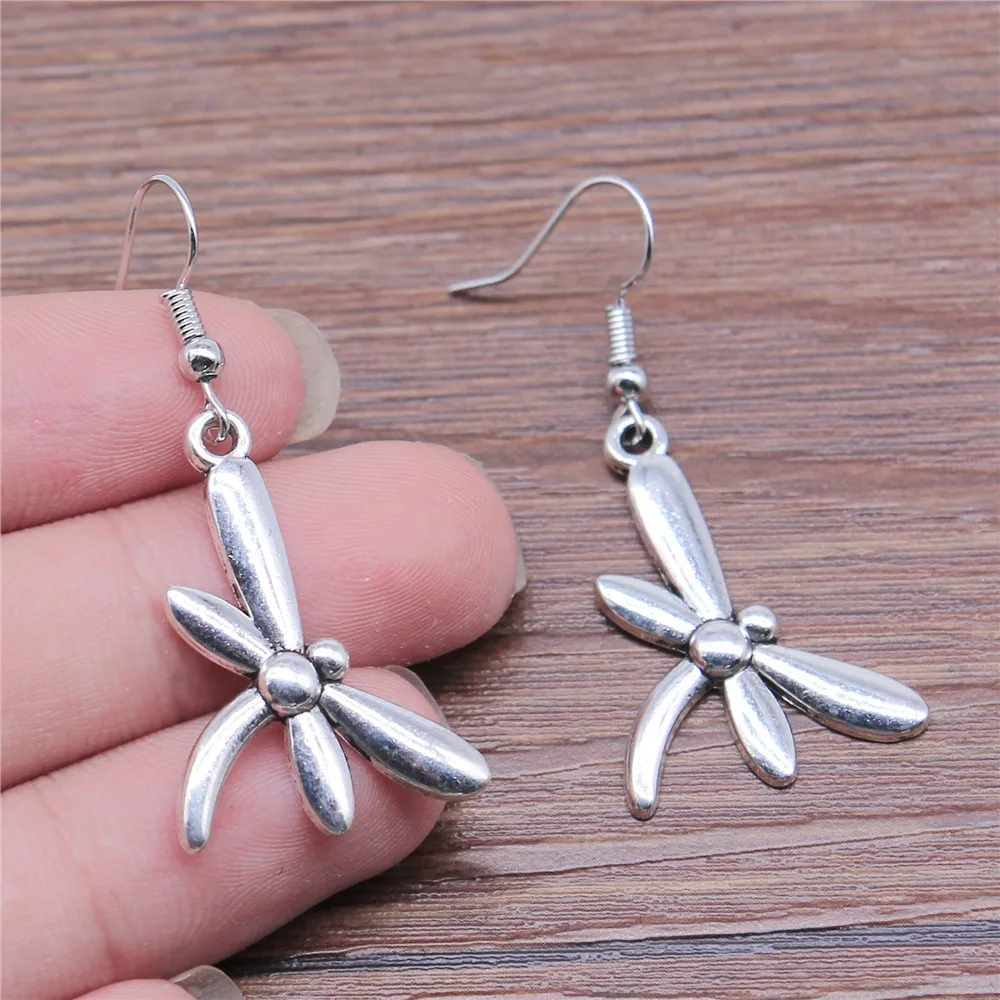 

Simple Design Antique Silver Color Simple Dragonfly Pendant Earrings Dangle Earrings Drop Earrings