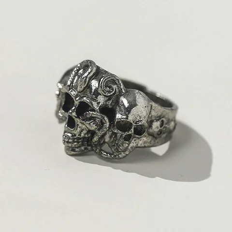 Кольцо властителя черепа в стиле ретро для мужчин и женщин, новая мода, индивидуальный дизайн, регулируемое кольцо, ювелирное изделие