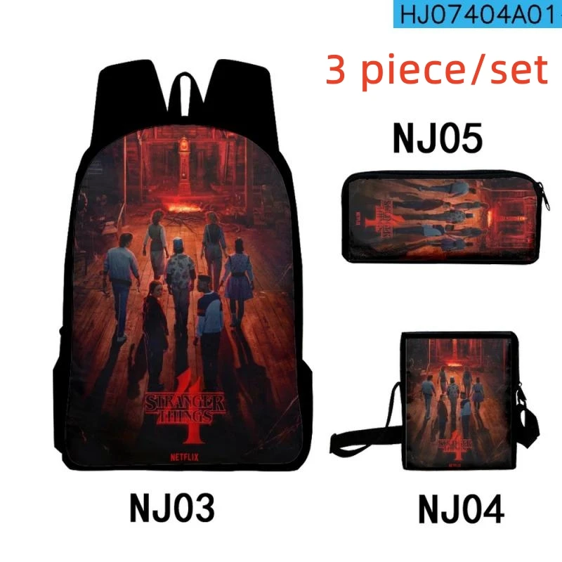 

3 Piece/set Stranger Things Canvas Backpack Fashion Students Campus Backpack Large Capacity School Bag Laptop Bag Backpack Gift