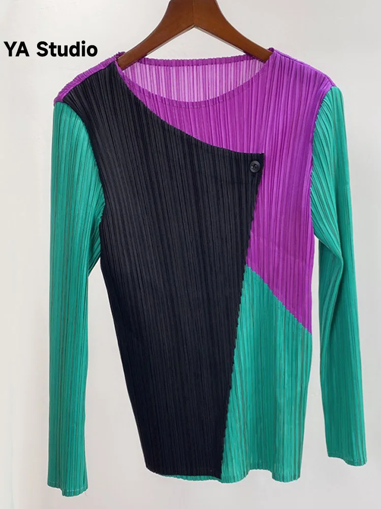 

Женская футболка с длинным рукавом, круглым вырезом и пуговицами