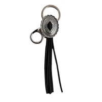 metal concho tassel key chain western jewelry faux leather car key ring retro bag pendant fringe jewelry wholesale