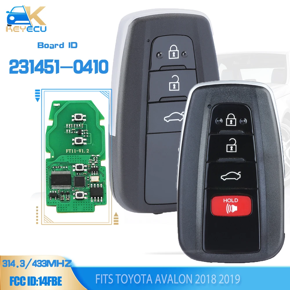

KEYECU ASK 314.3MHz/312MHz/433MHz Smart Remote Key 71 Chip TOY12 for 2018-2019 Toyota Avalon Board ID:14FBE-0410