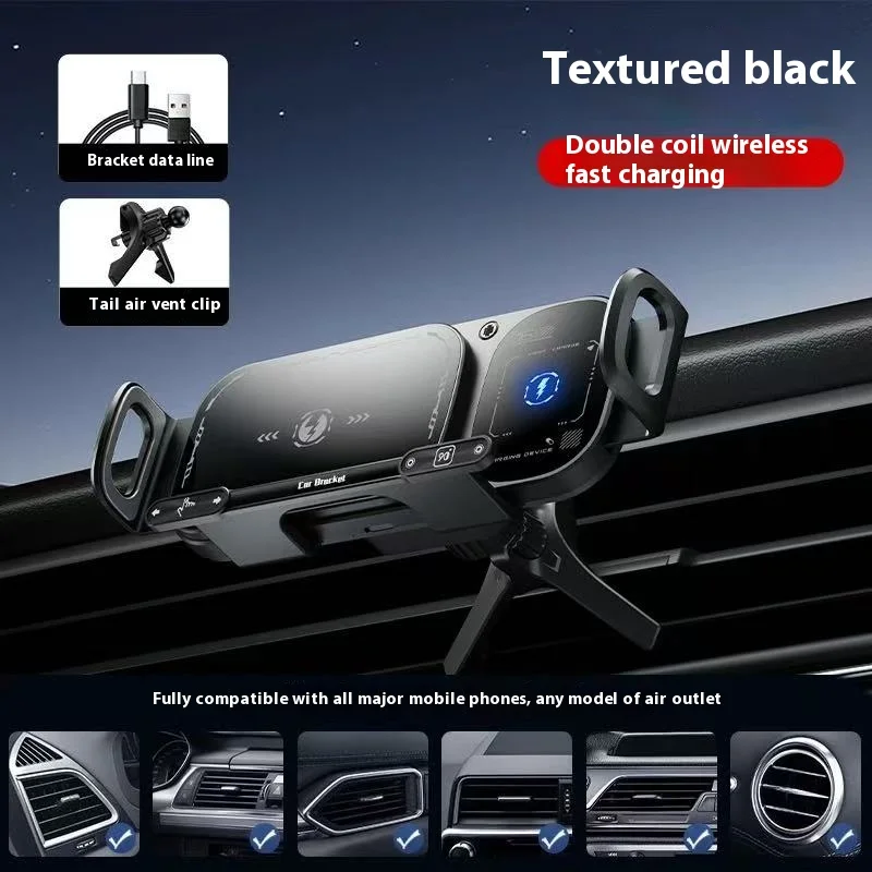 

Автомобильное беспроводное зарядное устройство 2 в 1, держатель для телефона, сенсорная поворотная подставка для Samsung Galaxy Fold 6 5 4 3 Z Flip iphone 16 15 14 13 12 11Pro Max