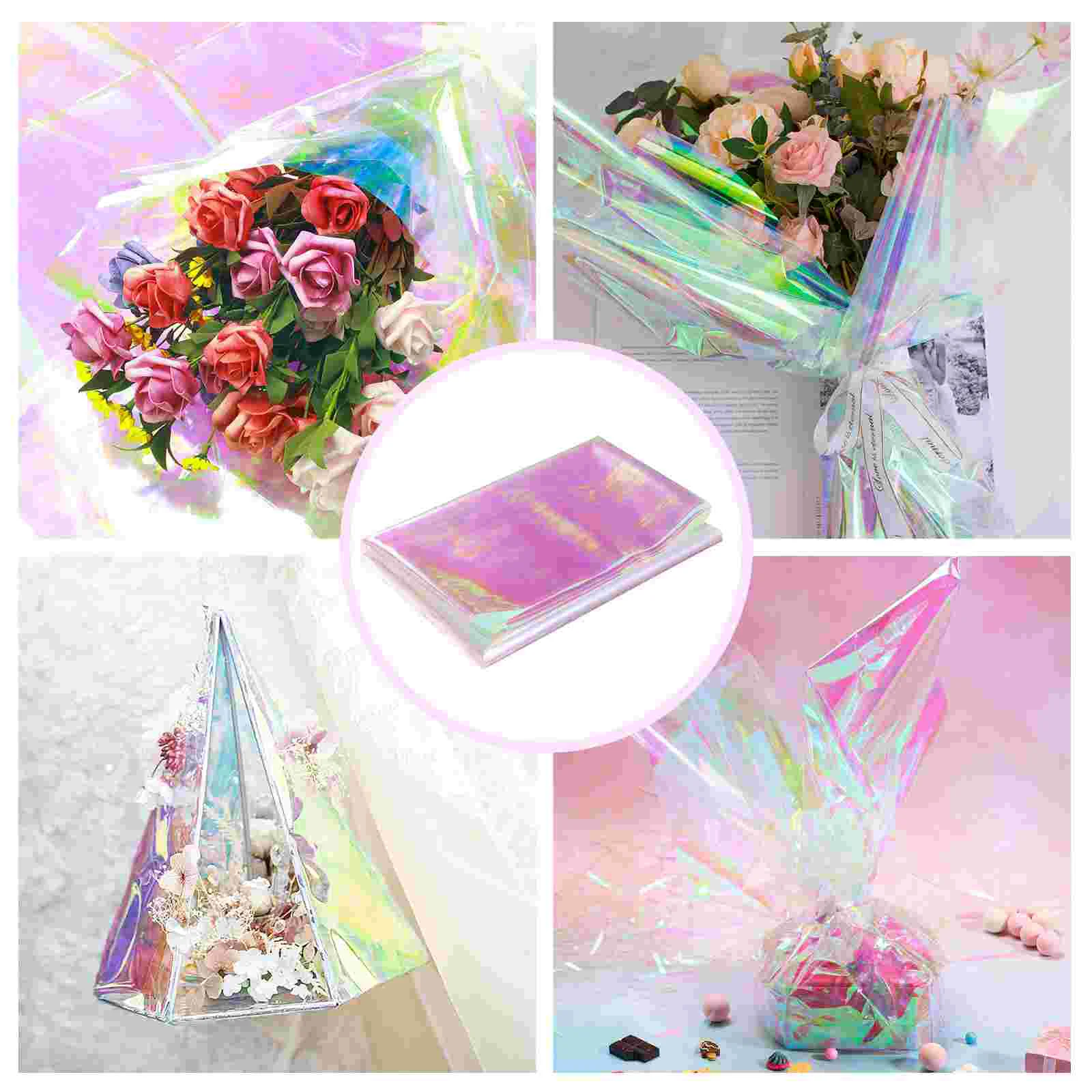 Healifty 20PCS Cellophane Wrap Iridescent Film for DIY Wrapping Flower Gift cellophane wrap paper iridescent film