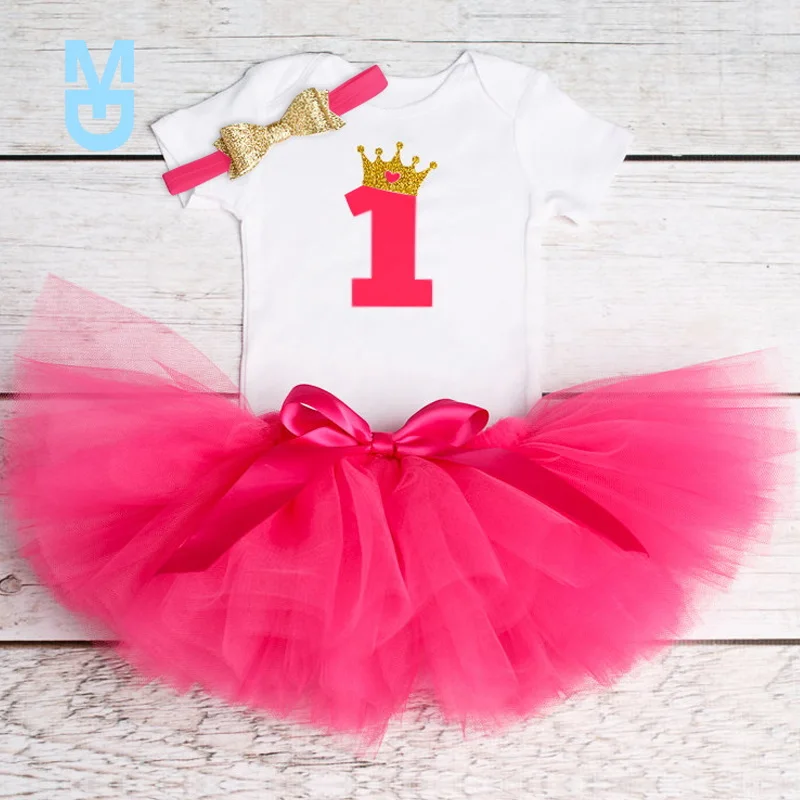 

New Baby First Birthday Outfits Mini Tutu 1 Year Party Toddler Christening Gown Baby Kids Dress For Girls Infant Boutique Clothi