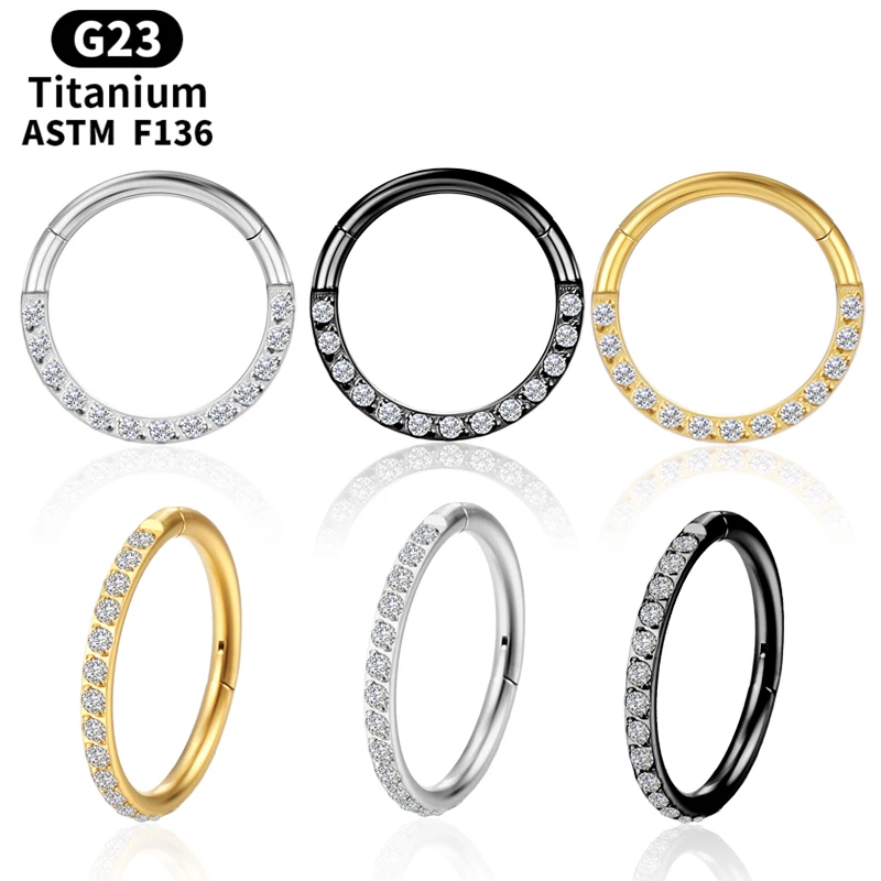 

Tragus Piercing Clicker Nose Ring Titanium Cartilage G23 Helix Zircon Hoop Earrings Tragus Septum Industrial Labret Body Jewelry